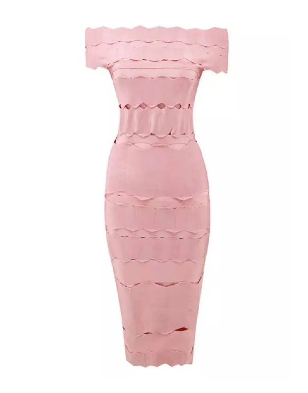 Bodycon Bandage Knitted Lined Midi Dress