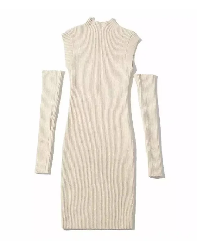 Divided Sleeved Bodycon Knit Dress