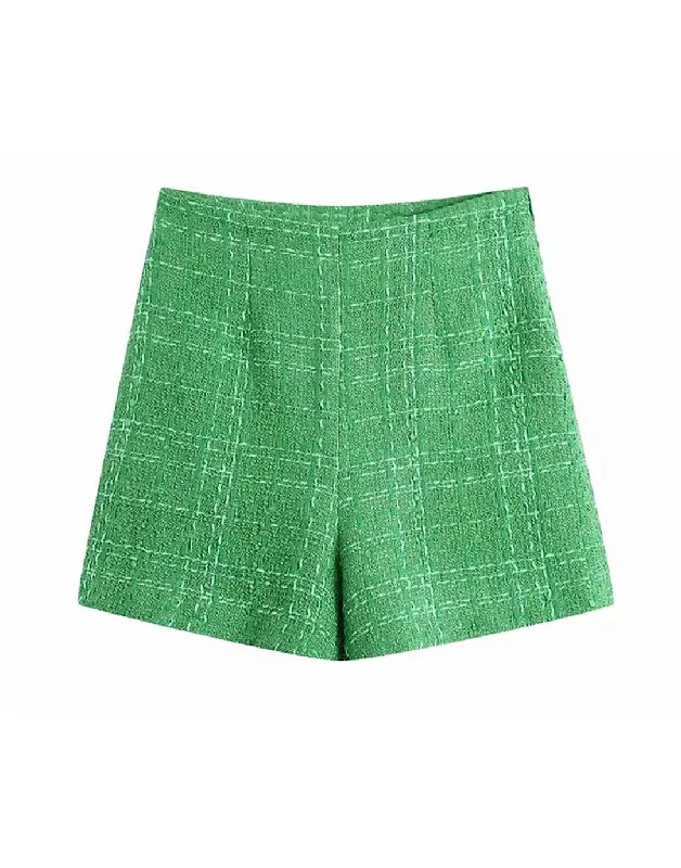 Tweed Knit Shorts In Green