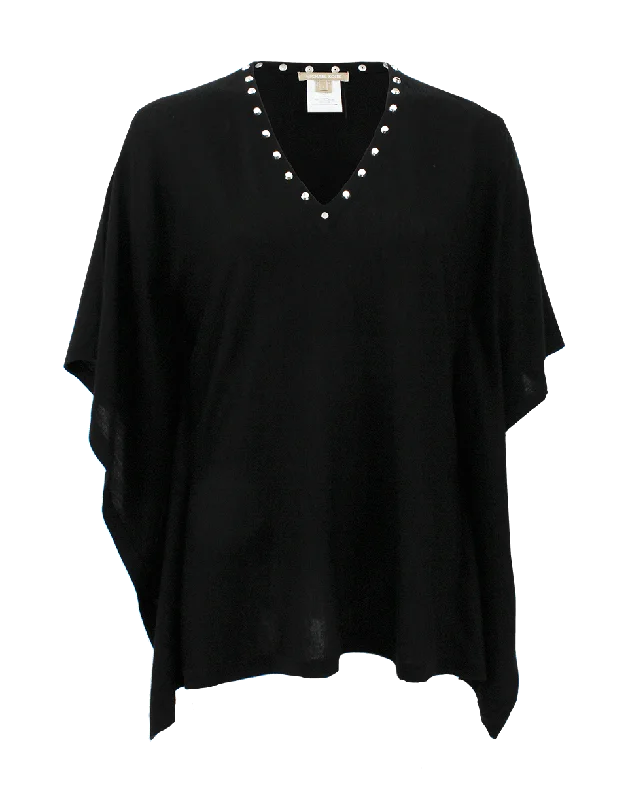 V-Neck Poncho with Studs