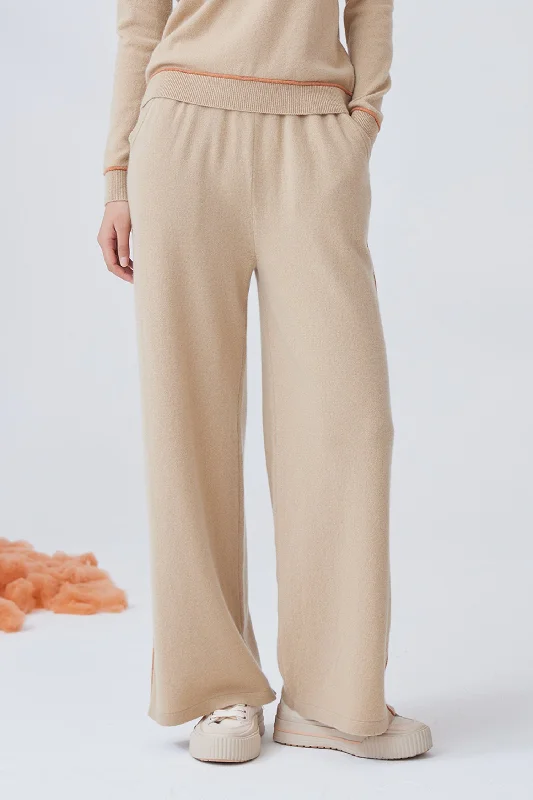 Women's knit cashmere straight trousers