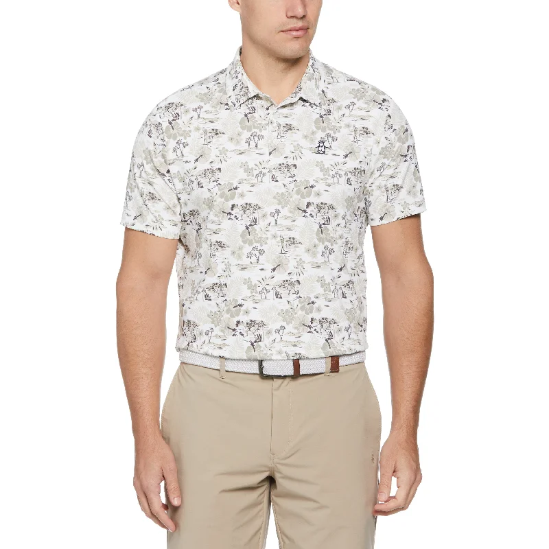 Chi Chi Allover Floral Print Golf Polo