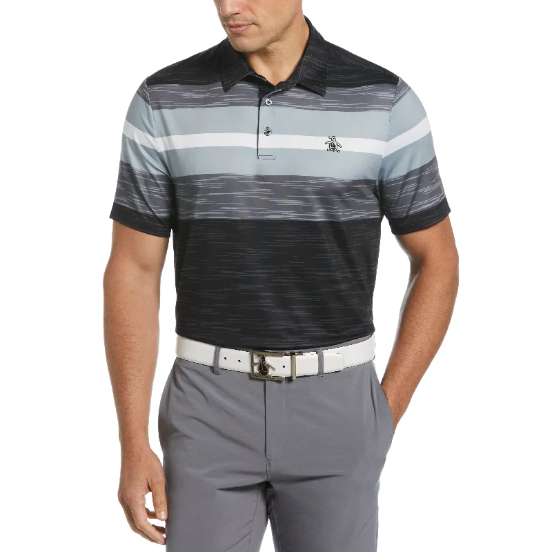 Color Block Engineered Marl Stripe Golf Polo