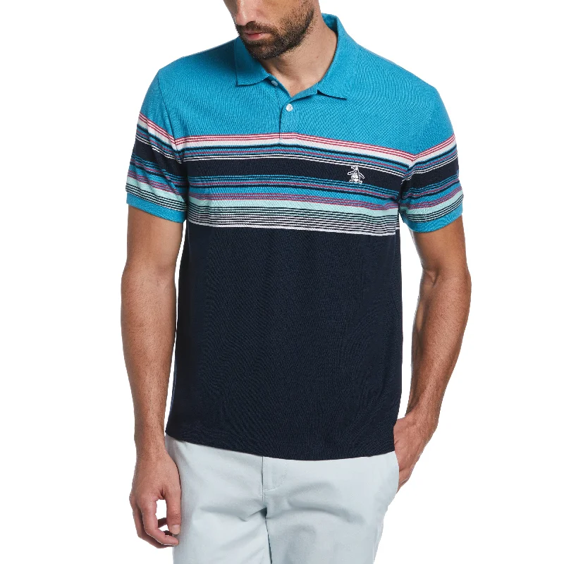 Engineered Stripe Pique Polo