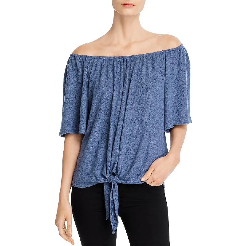 Kim & Cami Womens Hatchi Knit Off-The-Shoulder Blouse