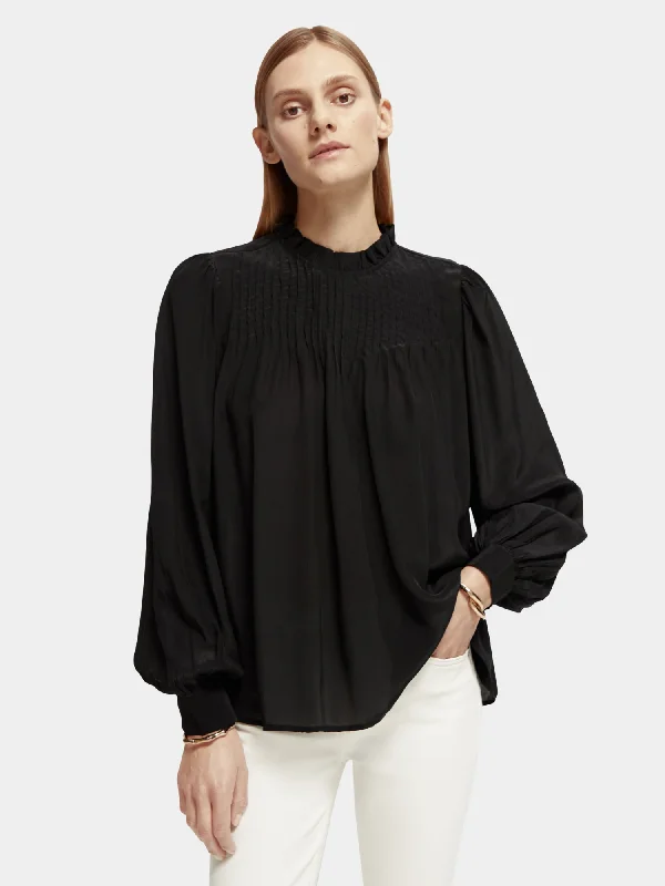 Long sleeved pintuck blouse