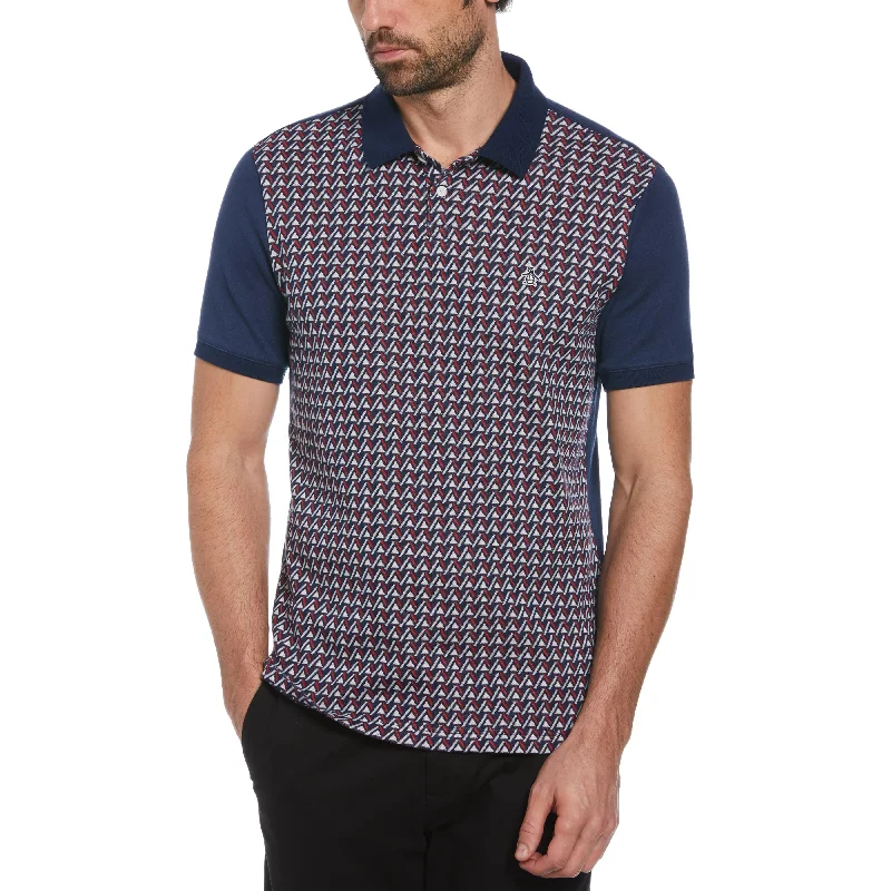 Mountain Print Jacquard Front Polo