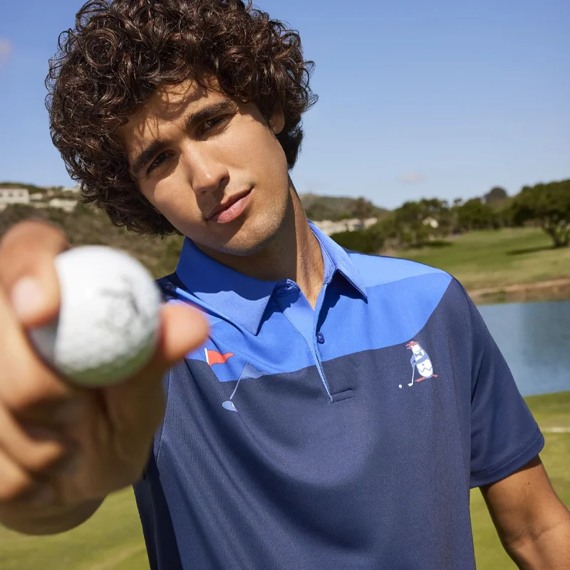 Pete On the Green Block Print Golf Polo