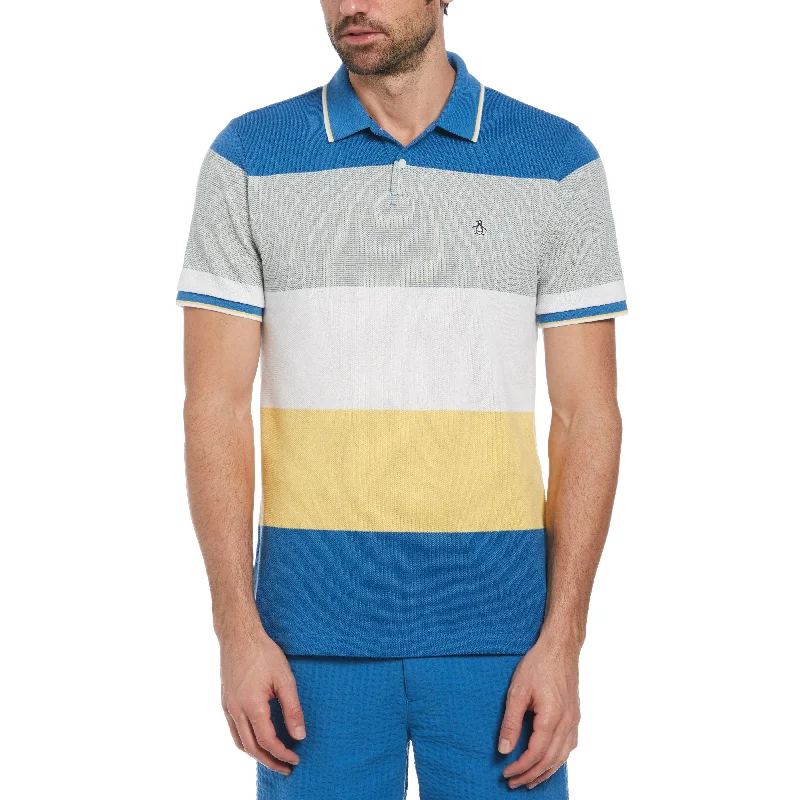 Pique Color Block Stripe Pattern Polo