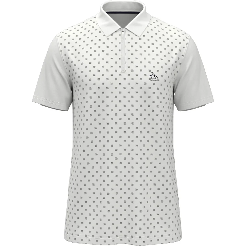 Quarter Zip Pique Checkered Polo