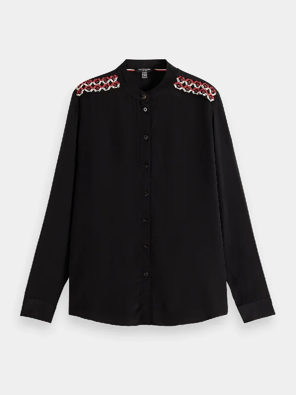 Regular-fit beaded-shoulder shirt