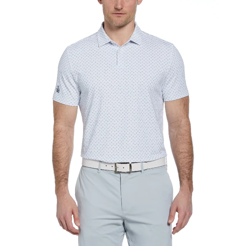 Retro Geo Print Golf Polo