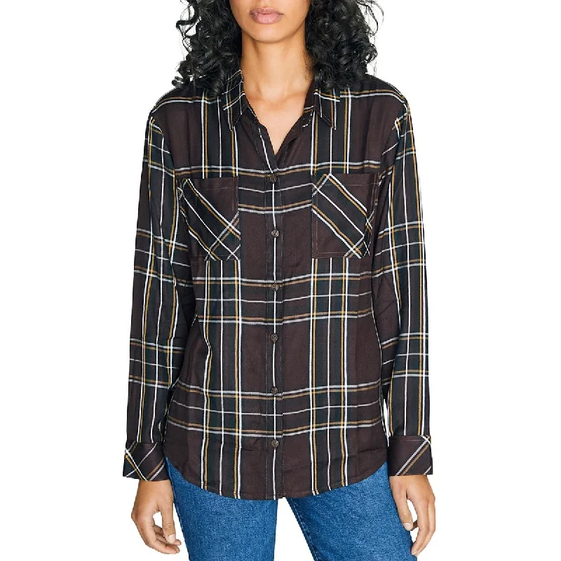 Sanctuary Womens New Generation Plaid Boyfriend Blouse