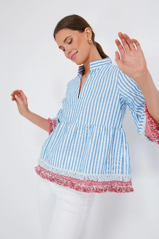 Savannah Stripe Quarter Length Crawford Blouse