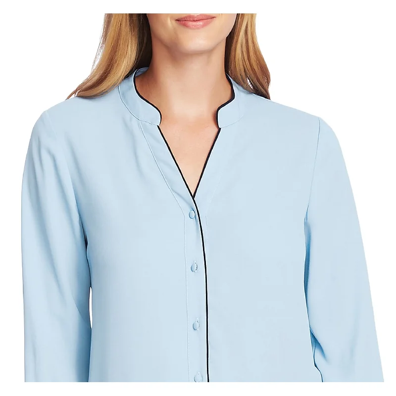 Vince Camuto Women's Contrast Trim Blouse Blue Size Medium