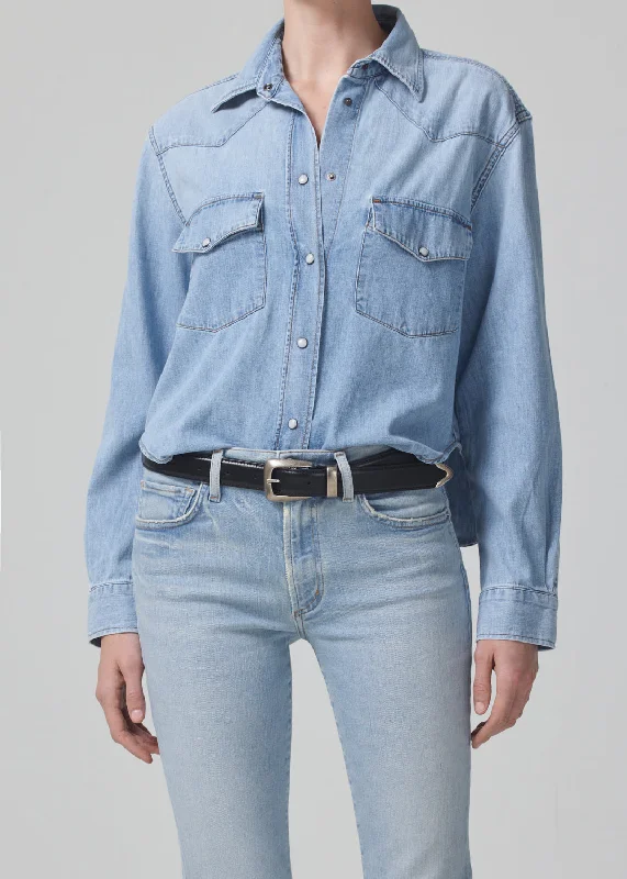 Cropped Western Shirt in Pharos