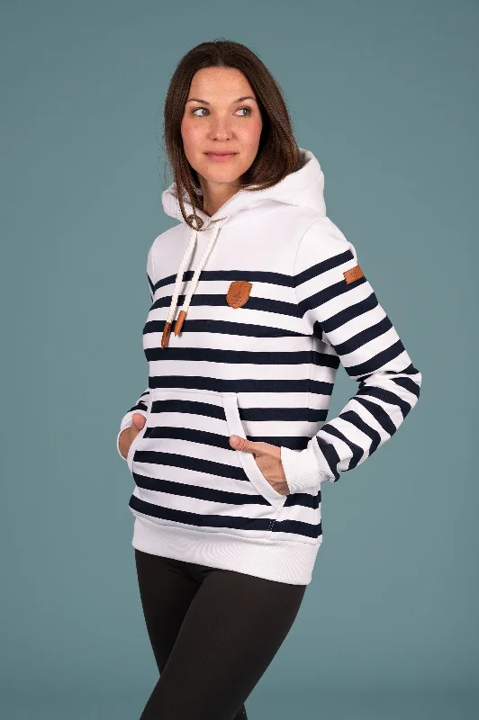 Grace Navy Stripe Hoodie White