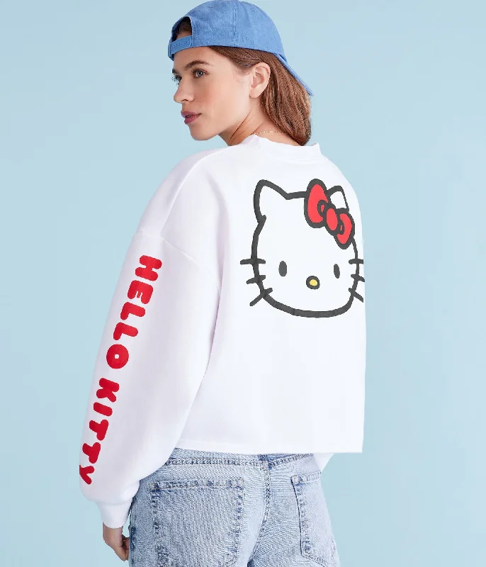 Aeropostale Hello Kitty Face Cropped Crew Sweatshirt