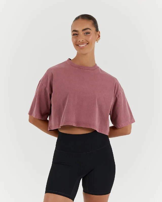 ESSENTIALS CROPPED TEE - FADED BERRY