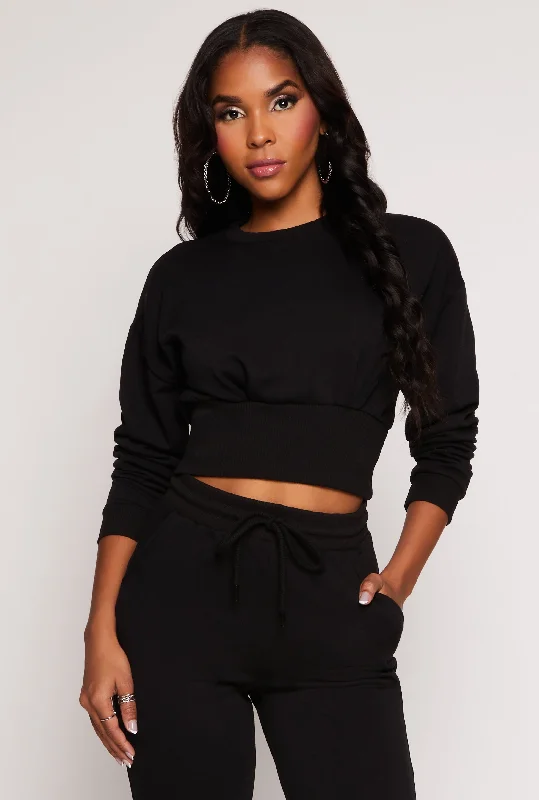 Crew Neck Cropped Sweatshirt