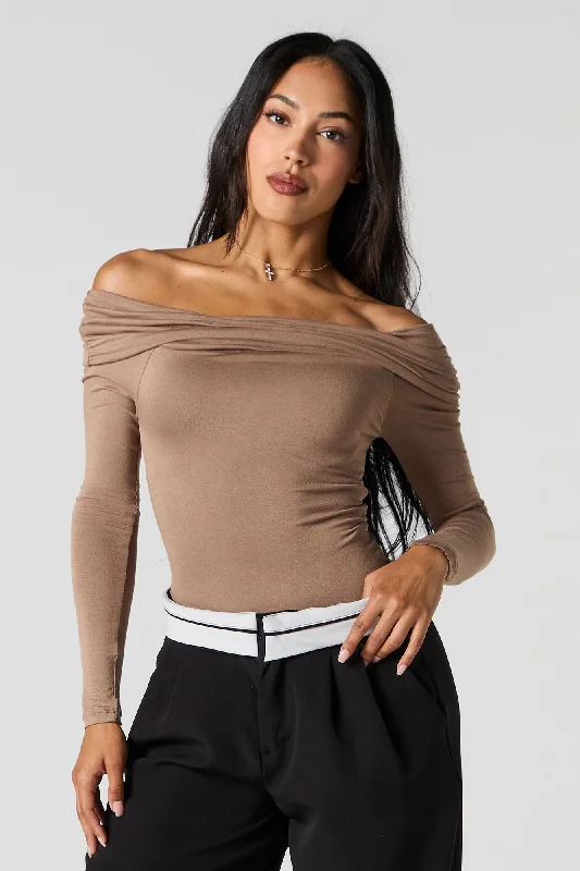 Off Shoulder Long Sleeve Bodysuit