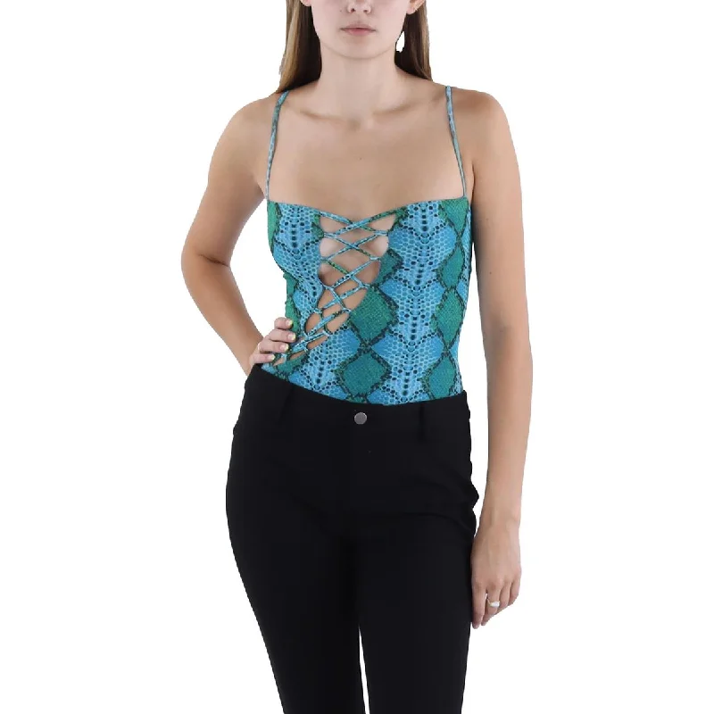 AFRM Womens Snake Print Side Tie Bodysuit