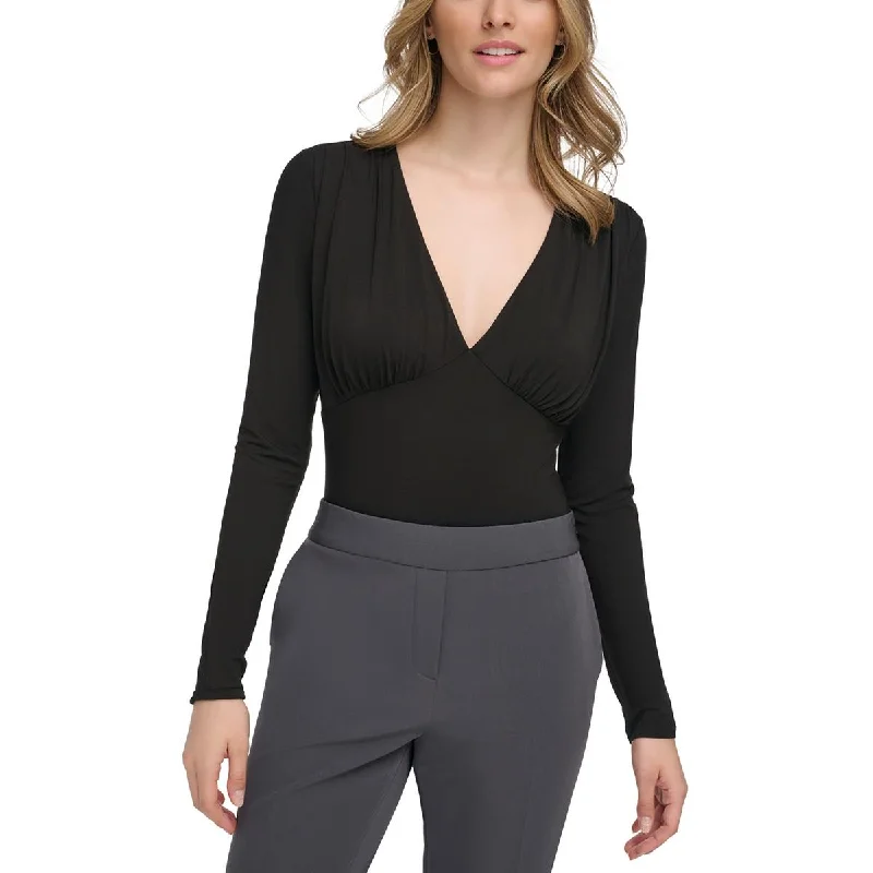 Calvin Klein Womens Long Sleeve V-Neck Bodysuit