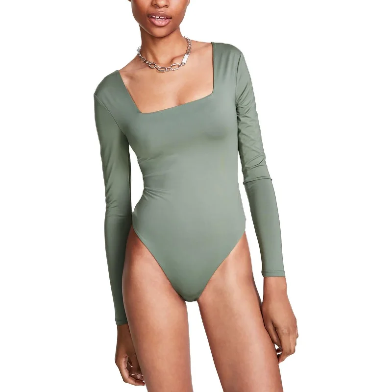 Crave Fame Womens Juniors Square Neck Thong Bodysuit