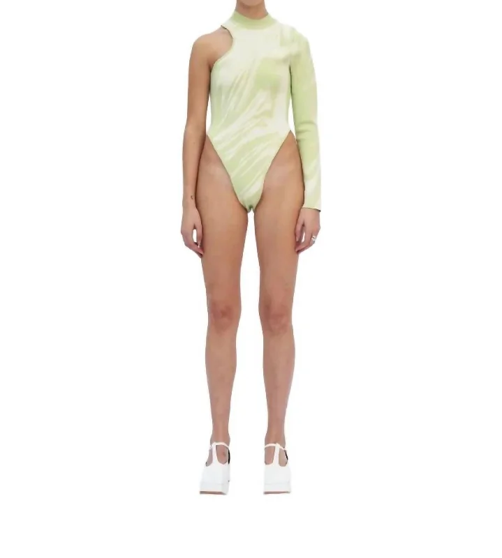 Dragon One Sleeve Bodysuit In Mint Julep