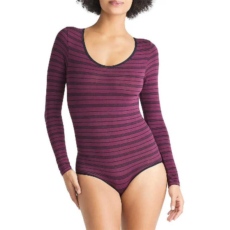 Yummie Womens Striped Cotton Bodysuit