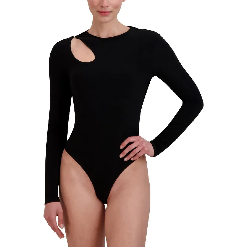 BCBGMAXAZRIA Womens Long Sleeve Cut-Out Bodysuit