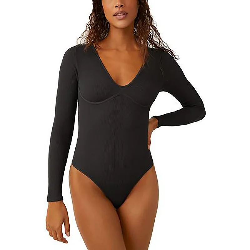 Intimately Free People Womens V- Neck Thong Bodysuit